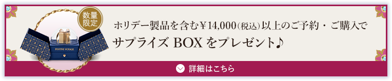 ホリデー製品を含む￥14,000（税込）以上のご予約・ご購入でサプライズBOXをプレゼント♪